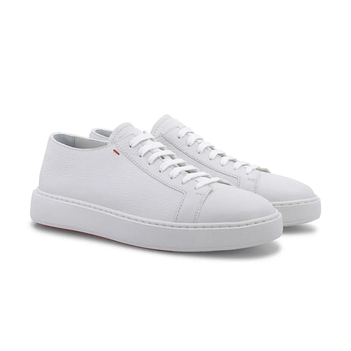 White Leather Low-Top Sneakers SHOES Santoni