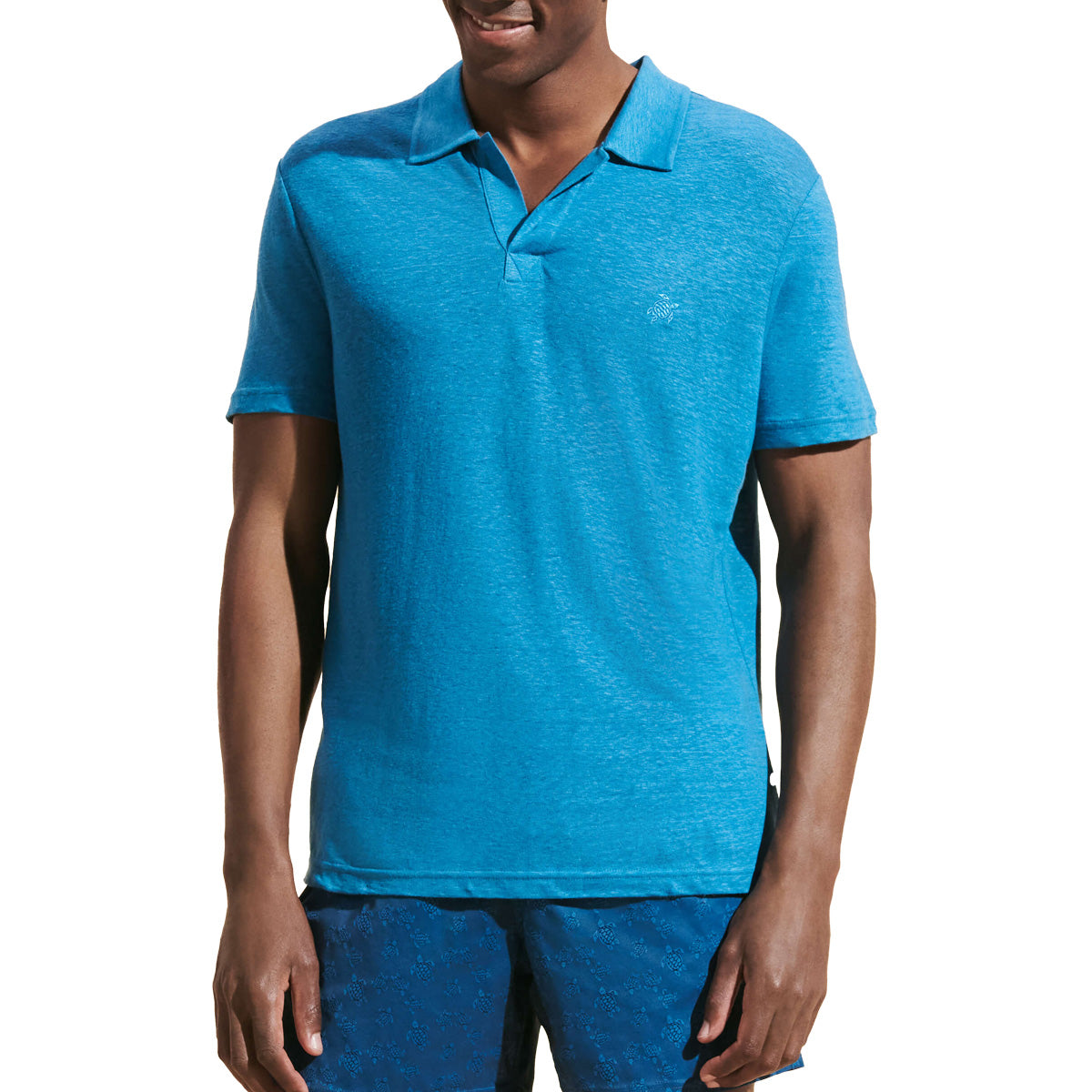 Vilebrequin - Calanque Blue Linen Pyramid Polo Shirt S/S POLOS Vilebrequin