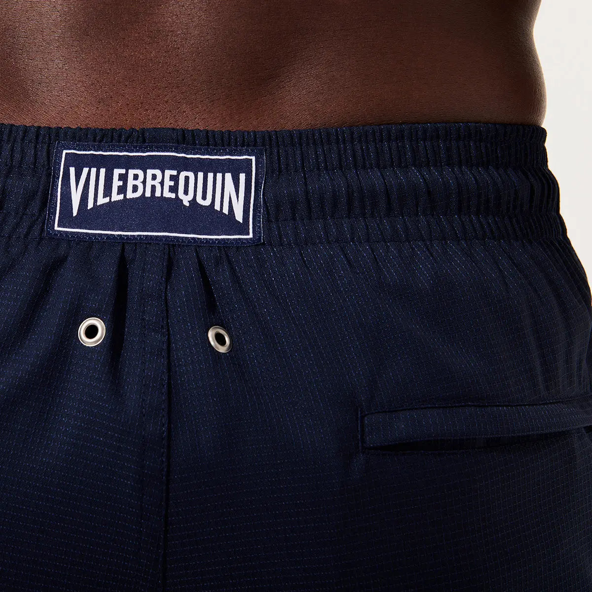 Navy Wool ‘Micro-Carreaux’ Milton Swim Shorts SWIMWEAR Vilebrequin