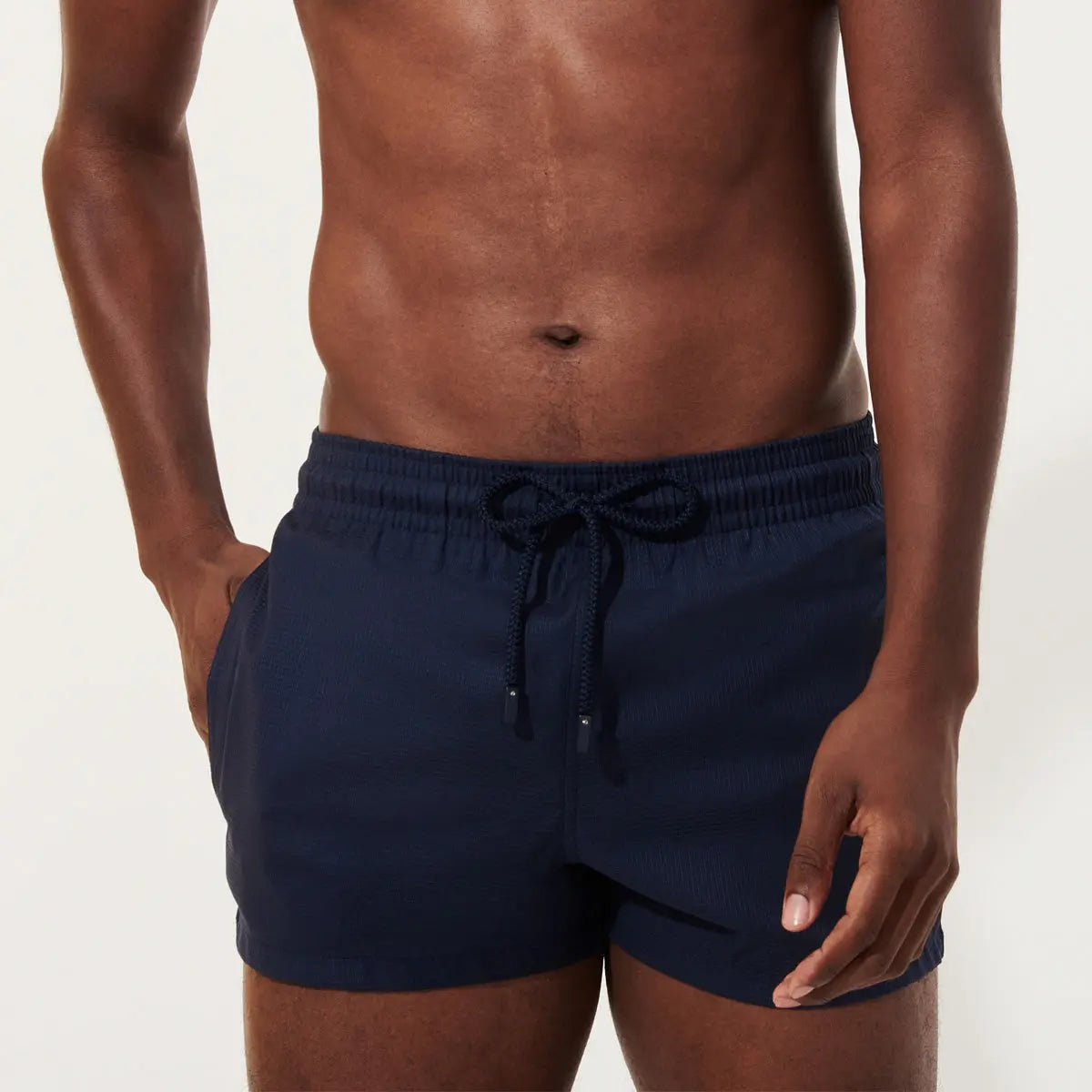 Navy Wool ‘Micro-Carreaux’ Milton Swim Shorts SWIMWEAR Vilebrequin