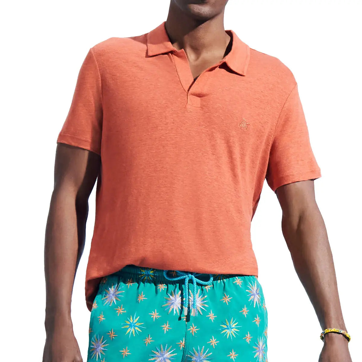 Vilebrequin - Tomette Red Linen Pyramid Polo Shirt S/S POLOS Vilebrequin