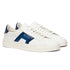 Santoni - White and Blue Leather Double Buckle Sneaker SHOES Santoni