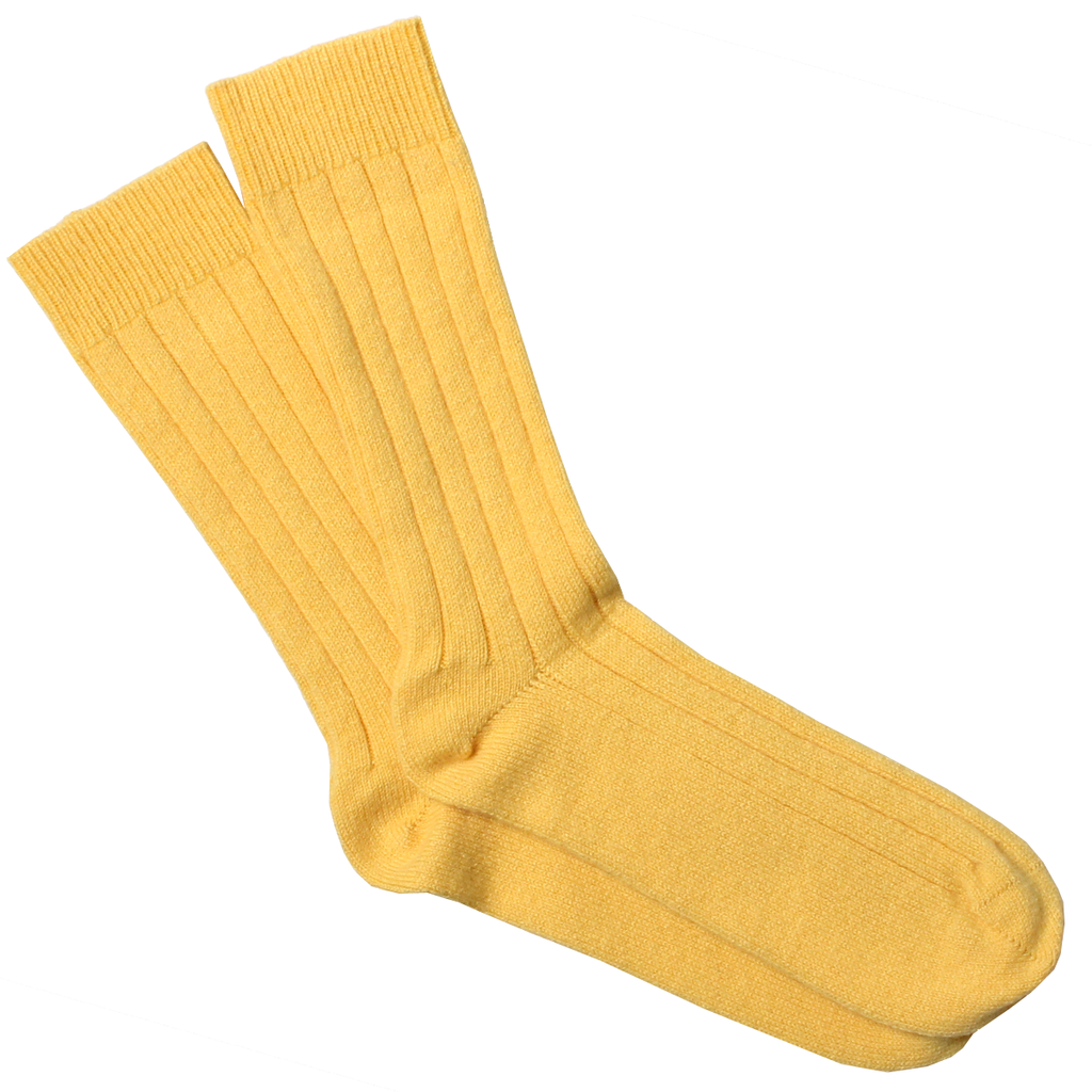 Robert Old Yellow Gold Ribbed Cashmere Blend Socks | Robert Old ...
