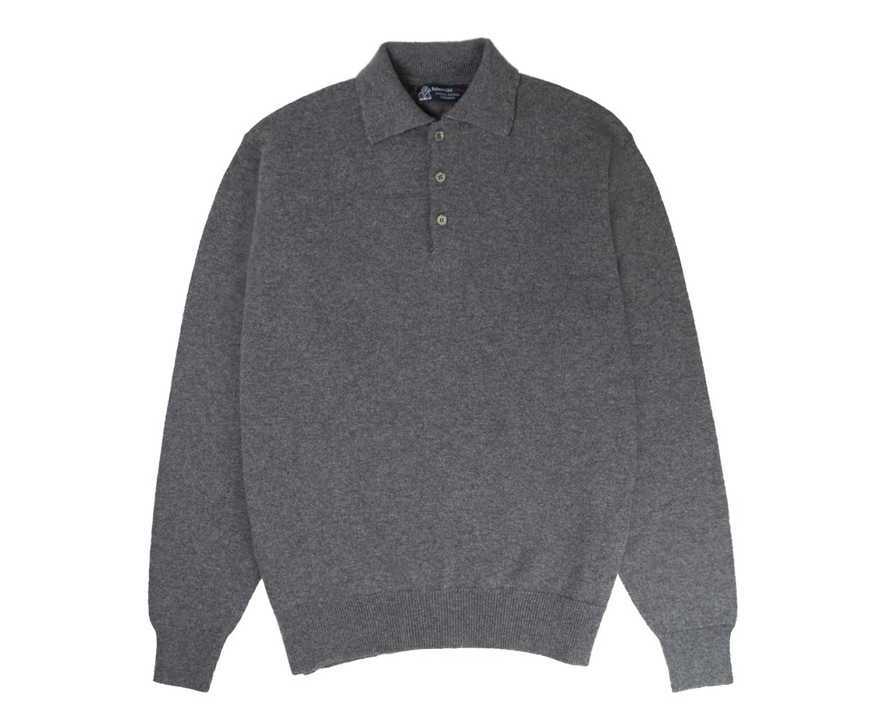 Smog Grey Balvenie 3 Button 4ply Cashmere Polo Sweater