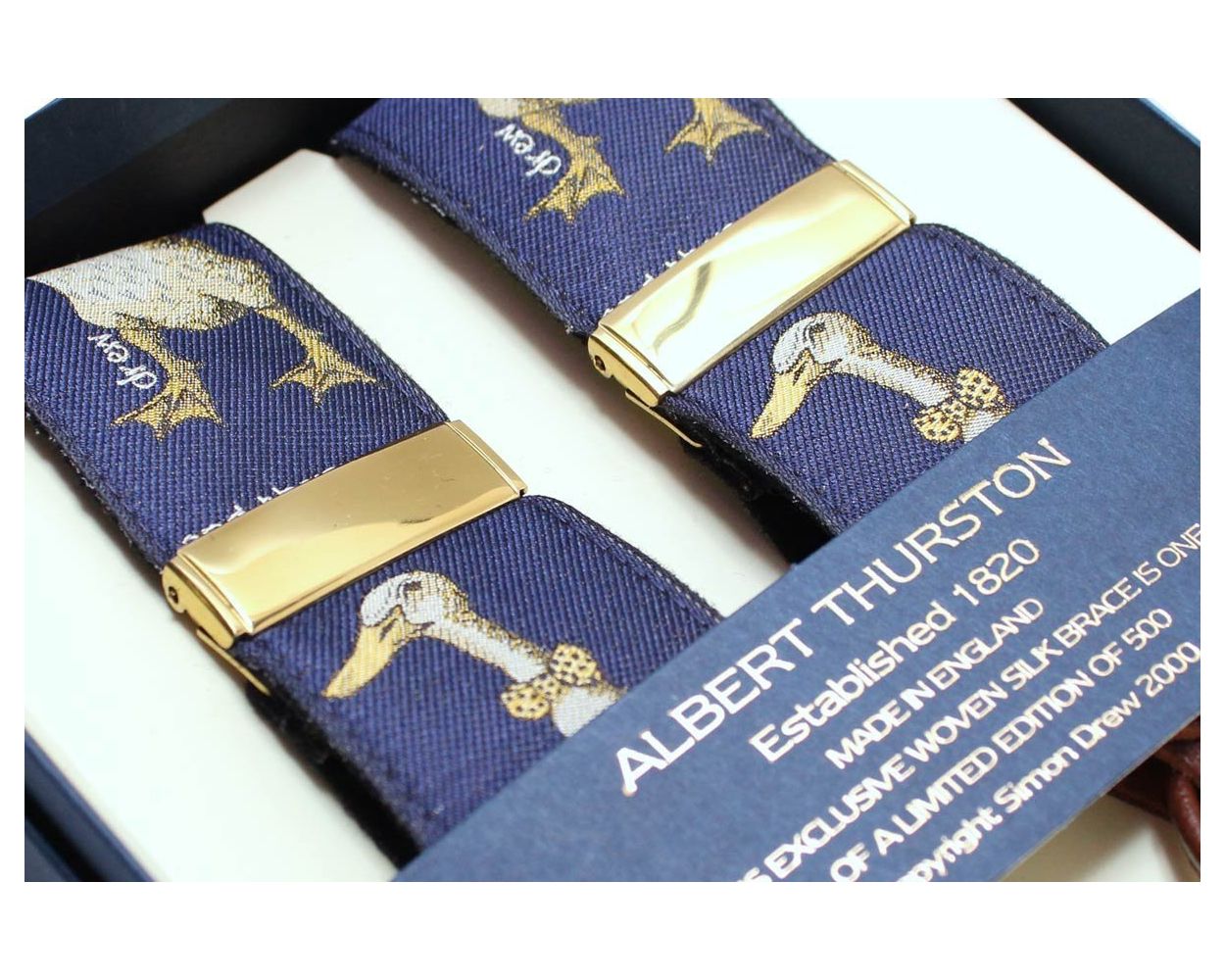 Albert Thurston Navy 'Tall And Handsome' Duck Silk Braces