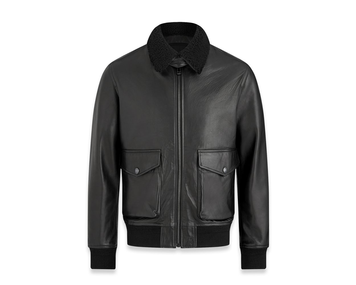 Belstaff Black ‘Chart’ Nappa Leather Flight Jacket