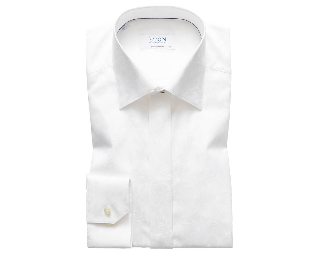 Eton White Jacquard Tuxedo Shirt Contemporary Fit