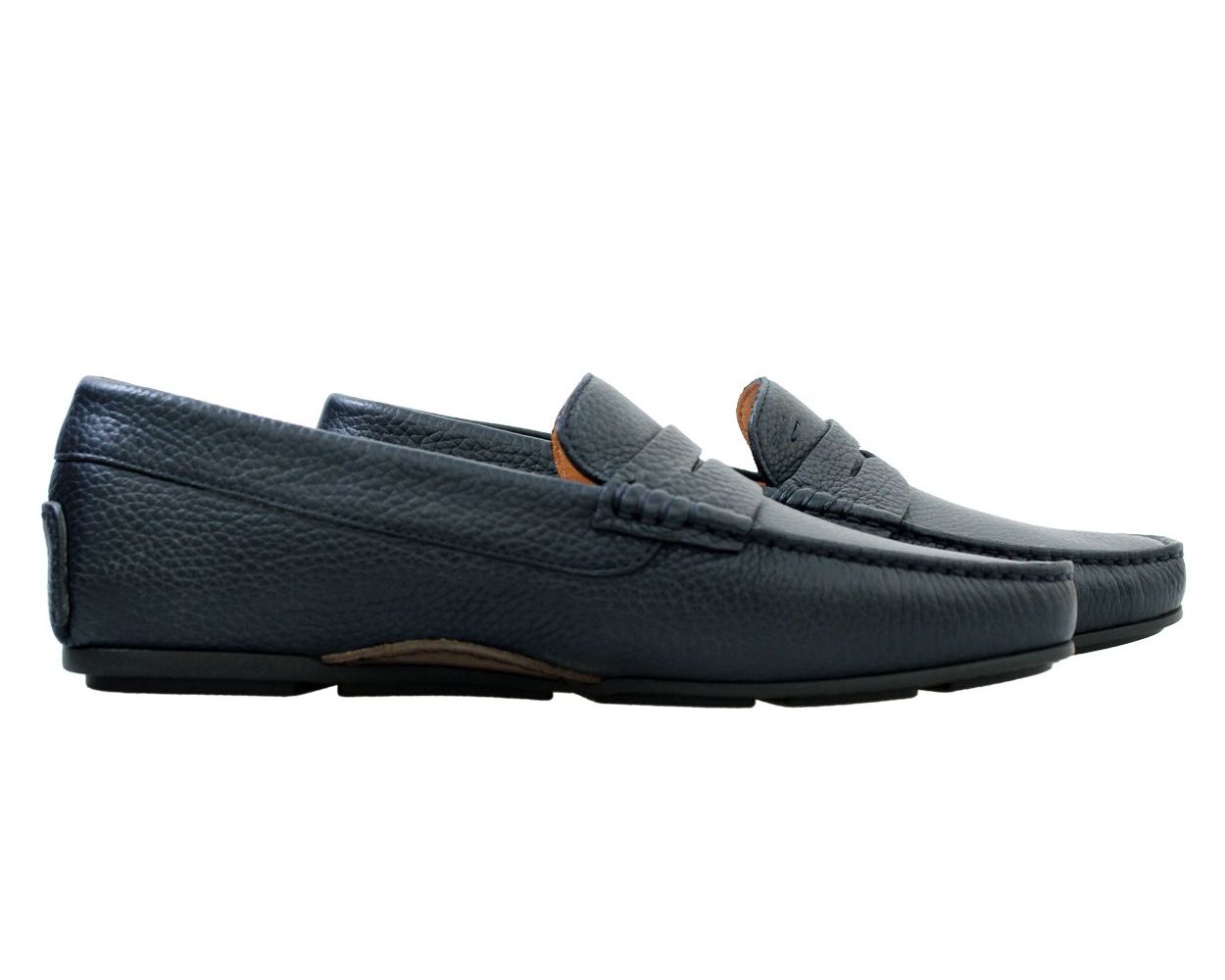 Santoni Navy Blue Leather Driving Shoes | Robert Old