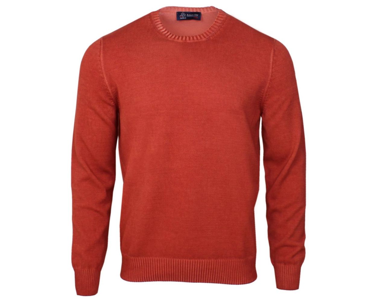 Robert Old Burnt Orange Cotton Crew Neck Sweater | Robert Old