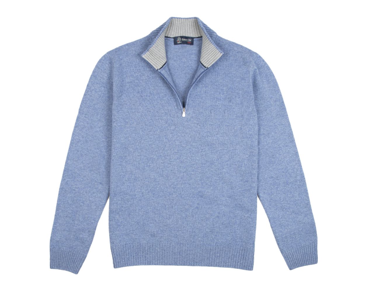 Robert Old Blue Wool & Cashmere-Blend Half-Zip Sweater