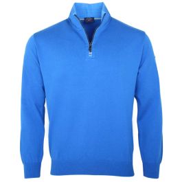 Paul and Shark Royal Blue 1/4 Zip Cotton Sweater