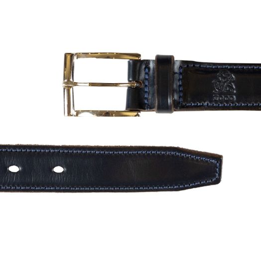 Navy 'Allen' Bridle Hide Leather Belt 