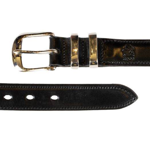 Black 'Tamar' Bridle Hide Leather Belt 