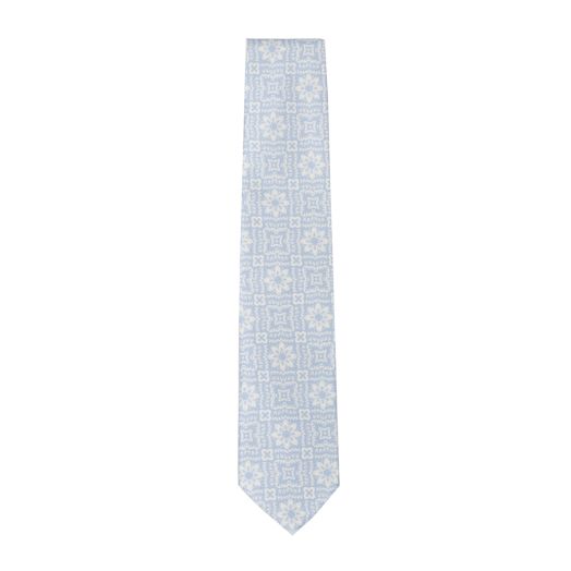 Light Blue 100% Silk Ornate Floral Tie