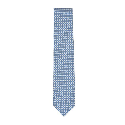 Blue & White Oval 100% Silk Tie 