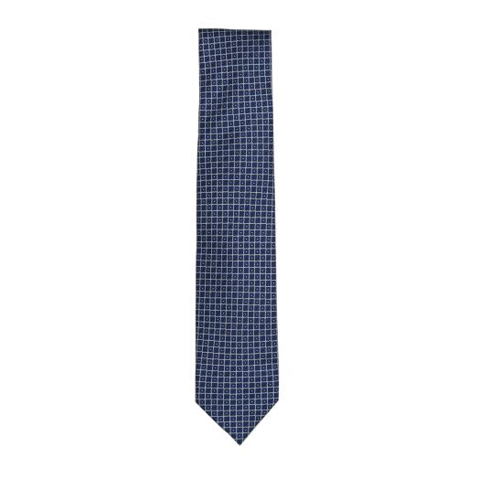 Blue Square Motif 100% Silk Tie 