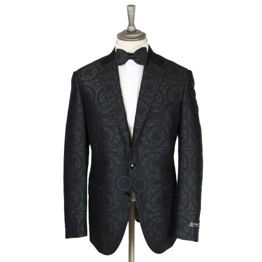 Black Wool & Silk Jacquard Woven Jacket