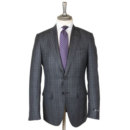Grey and Purple Check Virgin Wool Suit