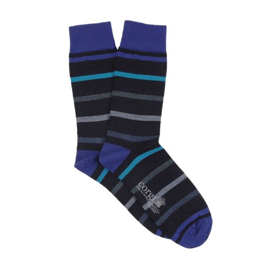 Navy Stripe Merino Wool Socks
