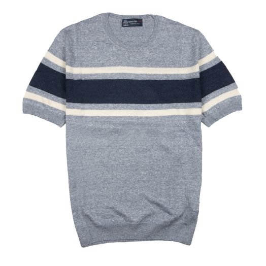 Blue Stripe Knitted T-Shirt