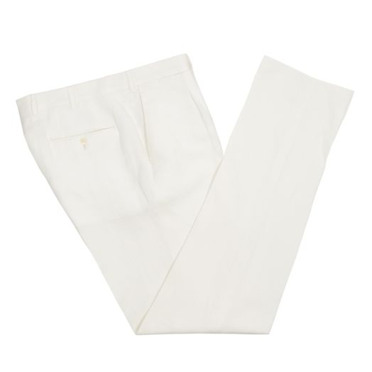 Robert Old, Cream Loro Piana Linen & Silk Regular Fit Trousers 