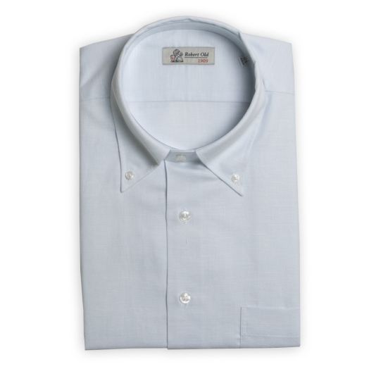 Robert Old, Blue Swiss Cotton & Linen Long Sleeve Shirt