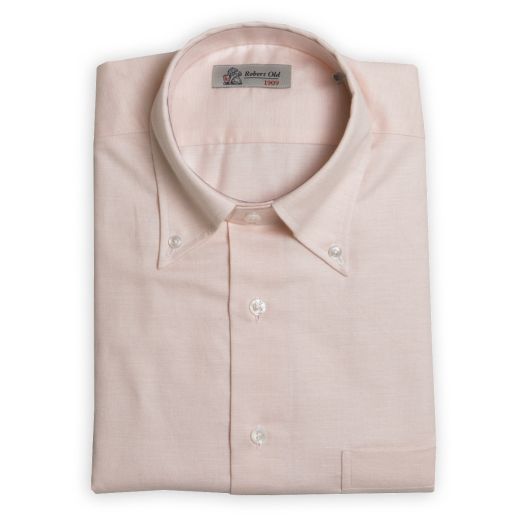 Robert Old, Pink Swiss Cotton & Linen Long Sleeve Shirt  