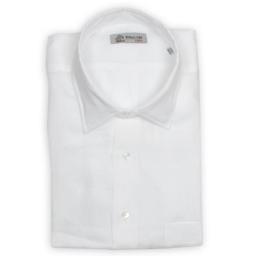Robert Old, White Linen Long Sleeve Shirt 