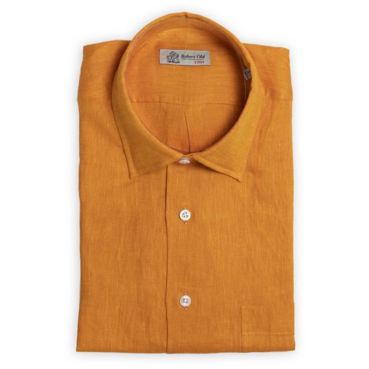 Robert Old, Orange Linen Long Sleeve Shirt