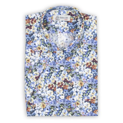 Robert Old, Floral 100% Swiss Cotton Short Sleeve Shirt