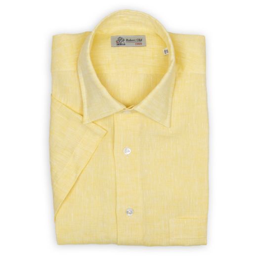 Robert Old, Yellow Linen Short Sleeve Shirt 