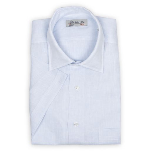 Robert Old, Light Blue Linen Short Sleeve Shirt 