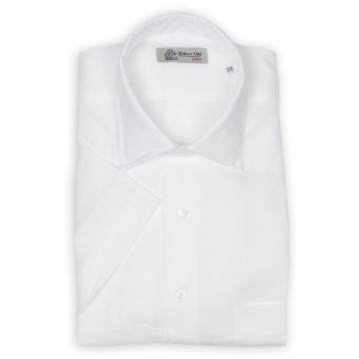 Robert Old, White Linen Short Sleeve Shirt  