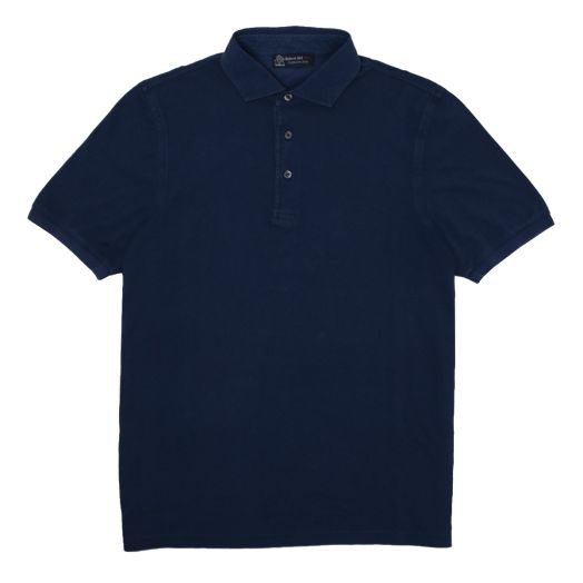 Robert Old, Light Navy 100% Cotton Short Sleeve Polo Shirt