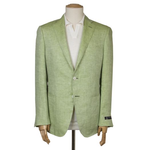 Robert Old, Lime Green Loro Piana Linen Herringbone Jacket