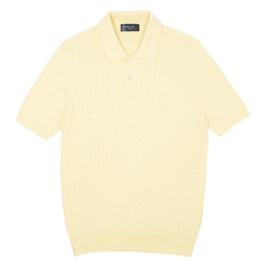 Robert Old, Yellow 100% Cotton Knit Short Sleeve Polo Shirt 