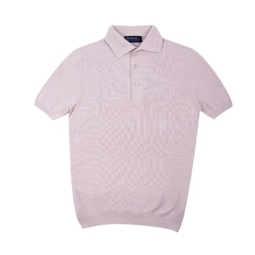 Beige Cotton Piqué Short Sleeve Polo Shirt 