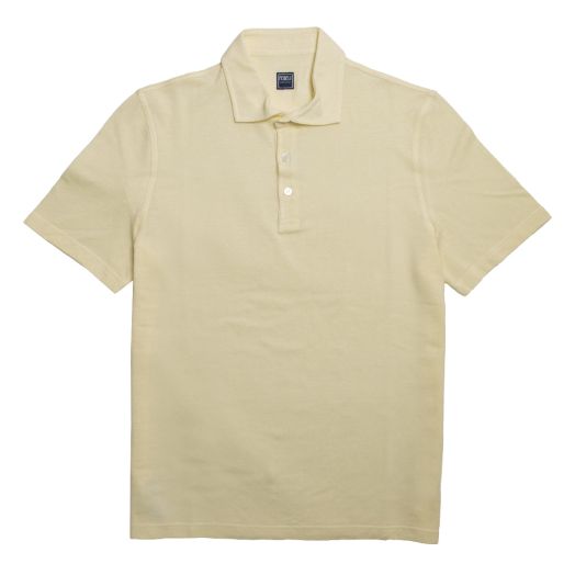Fedeli, Yellow Linen & Cotton Short Sleeve Polo Shirt 