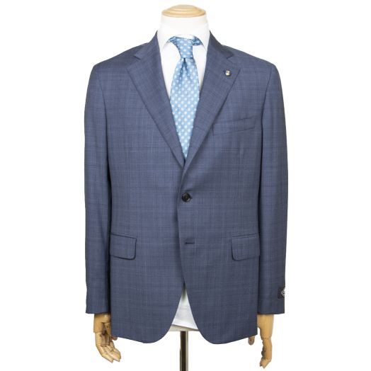 Belvest, Blue Check “Natural Soft” Pure Wool Suit 