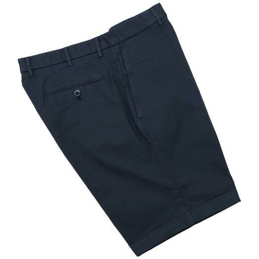 Robert Old, Dark Blue Cotton Stretch Slim Fit Chino Shorts  