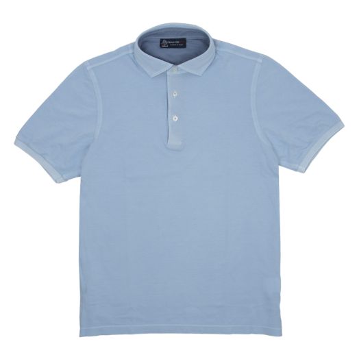 Robert Old, Light Blue 100% Cotton Short Sleeve Polo Shirt 
