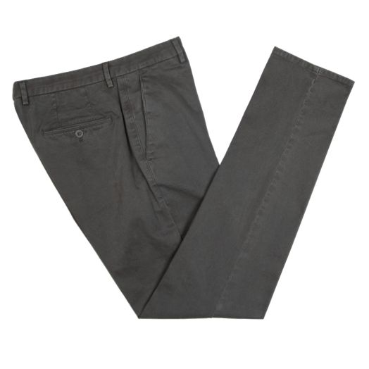 Charcoal Stretch Cotton Twill Chinos