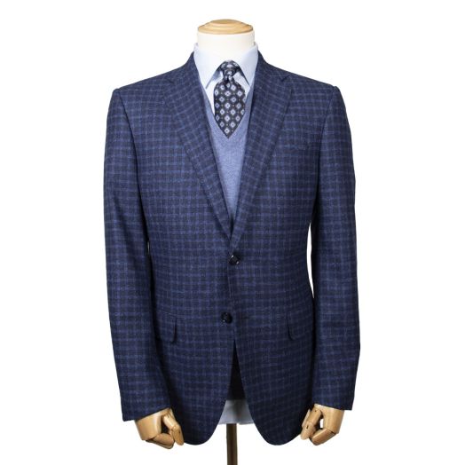 Blue Check Wool, Silk, & Cashmere Jacket 