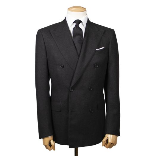 Charcoal Wool Flannel Double-Breasted Suit