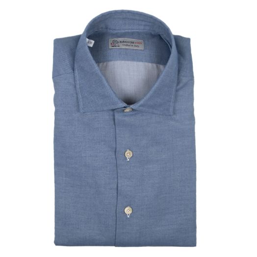 Light Blue Carlo Riva Cotton Twill Long Sleeve Shirt