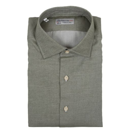 Green Carlo Riva Pure Cotton Twill Long Sleeve Shirt 