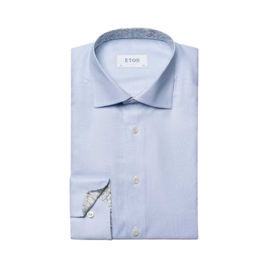 Light Blue Paisley Trim Contemporary Fit Shirt