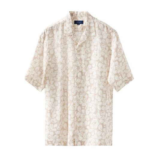Brown Big Floral Linen Resort Shirt