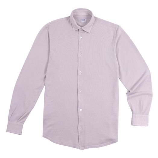 Light Grey 100% Cotton Long Sleeve Polo Shirt 