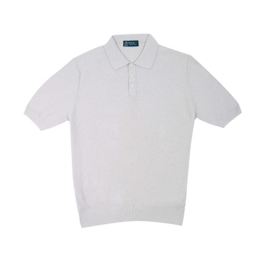 Light Grey 100% Cotton Knit Polo Shirt